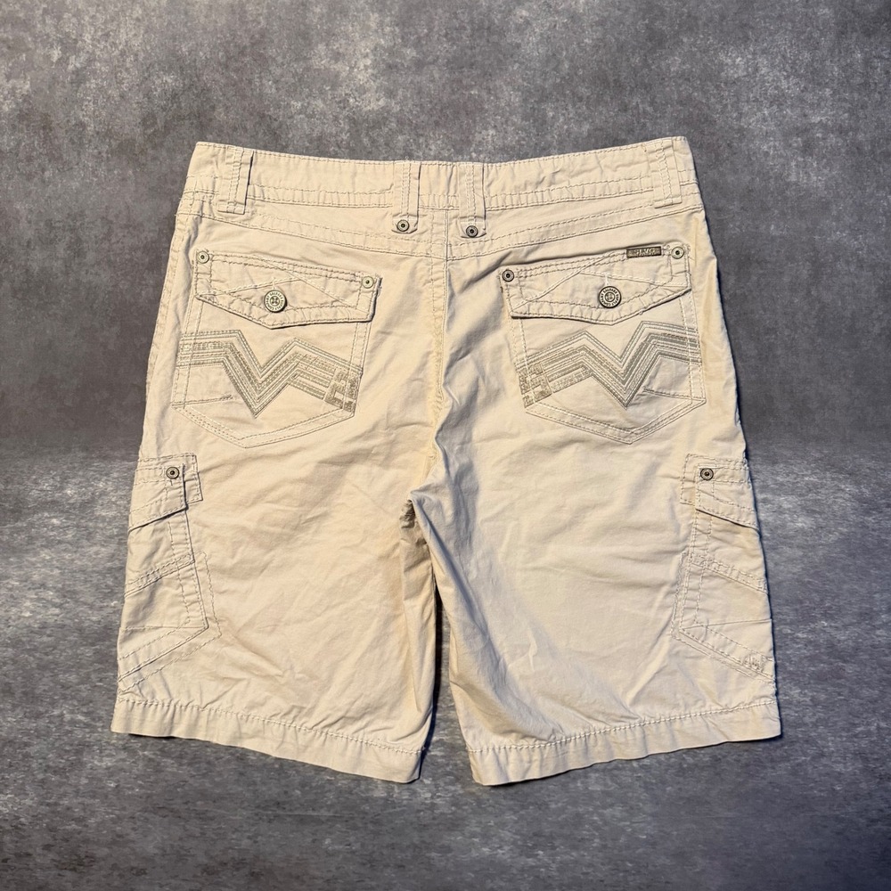 BKE Salvage Supply Co Mens 36 Gray Cargo Shorts Embroidered Pocket Thick Stitch
